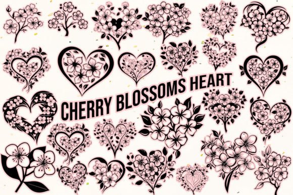 Cherry Blossoms Heart Font: Elegant Dingbats Typeface for Digital Design