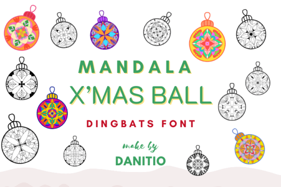 Mandala X mas Ball: A Festive Dingbats Font for Web Design and Digital Branding