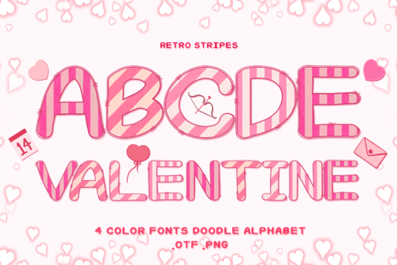 Retro Stripes: A Color Font for Heartfelt Valentine’s & Craft Designs