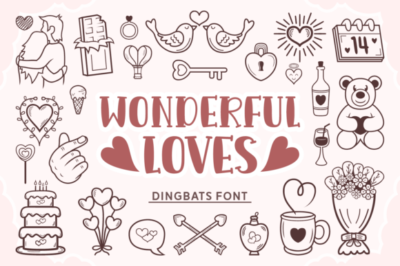 Wonderful Loves: A Cute Valentine’s Day Dingbats Font for Romantic Web Design